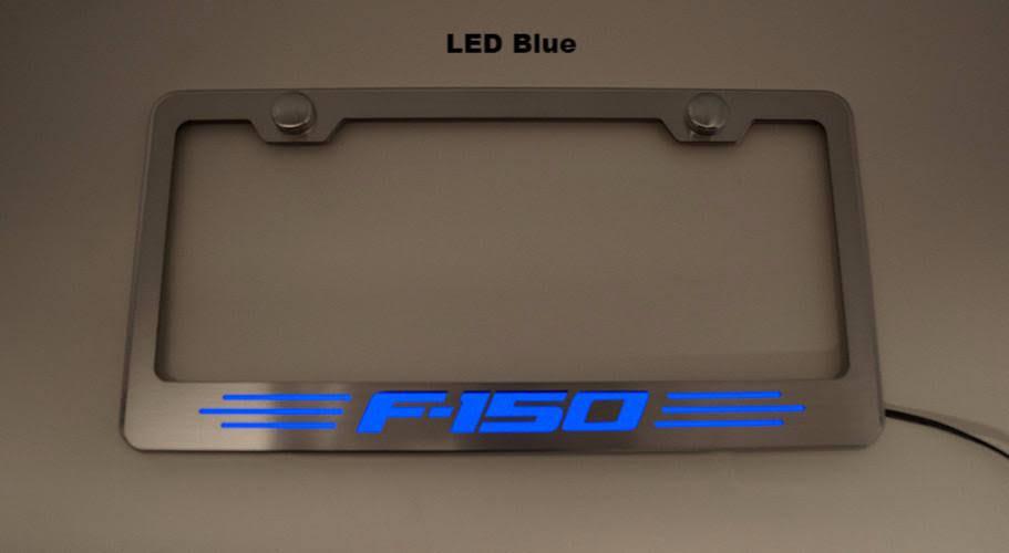 Stainless Steel License Plate Frame with Red Accents F579