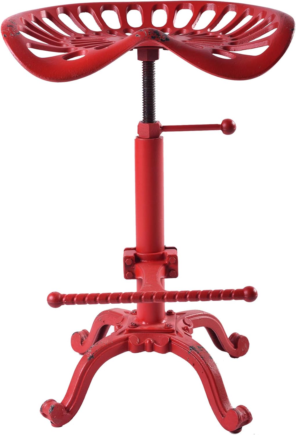 Rustic Industrial Farmhouse Tractor Seat Counter Height Adjustable Bar Stool Cast Iron Swivel Stool Z215299