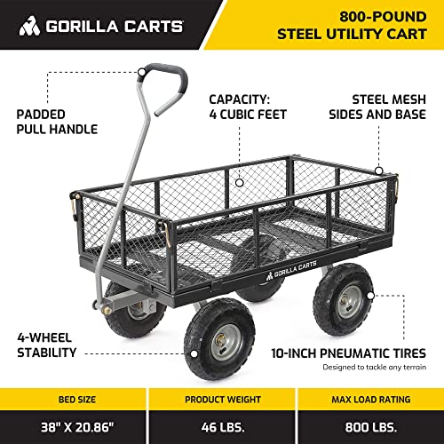 Steel Utility Cart with Removable Sides, 800 Lbs N59284