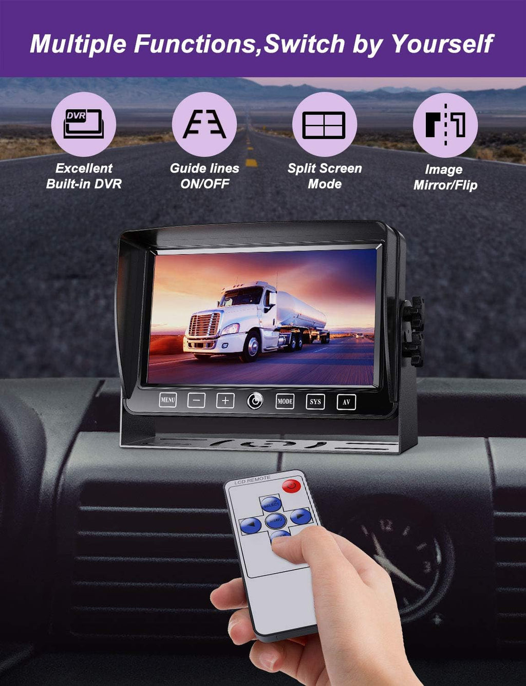 Backup Camera with Monitor Dual Camera System Kit with DVR IP69 Waterproof Wired Camera V265
