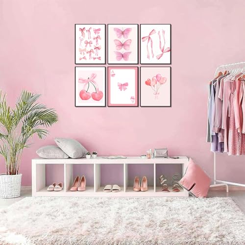 6pcs Pink Canvas Wall Art Prints Unframed Z241