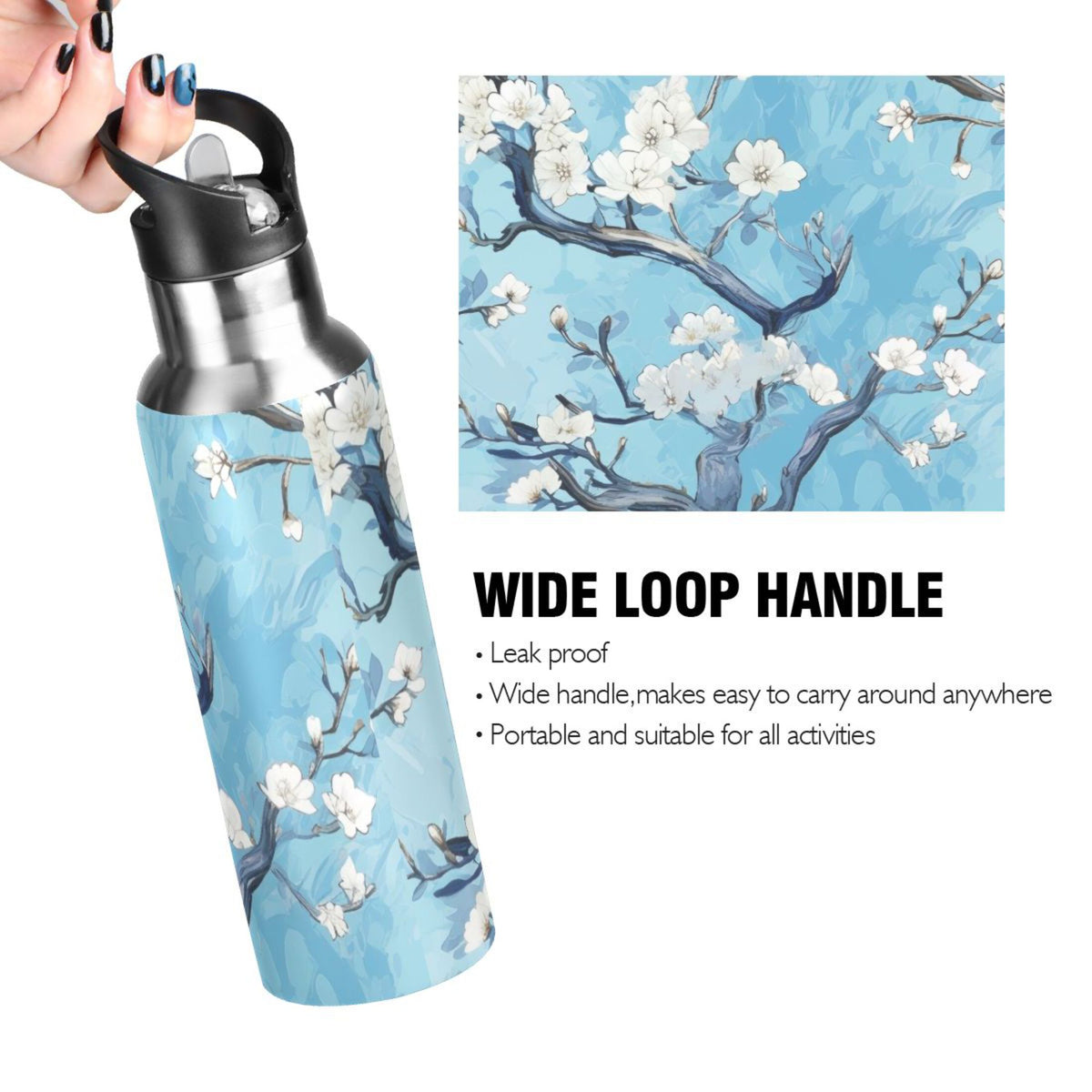 Insulated Stainless Steel Water Bottle with Straw Lid 20 oz U806