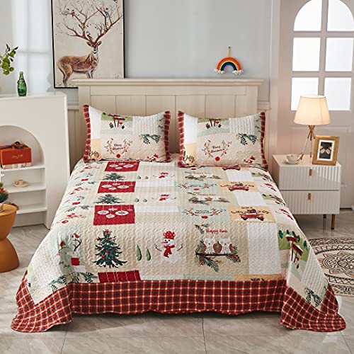 White Queen Christmas Quilt Bedspread Set P1871