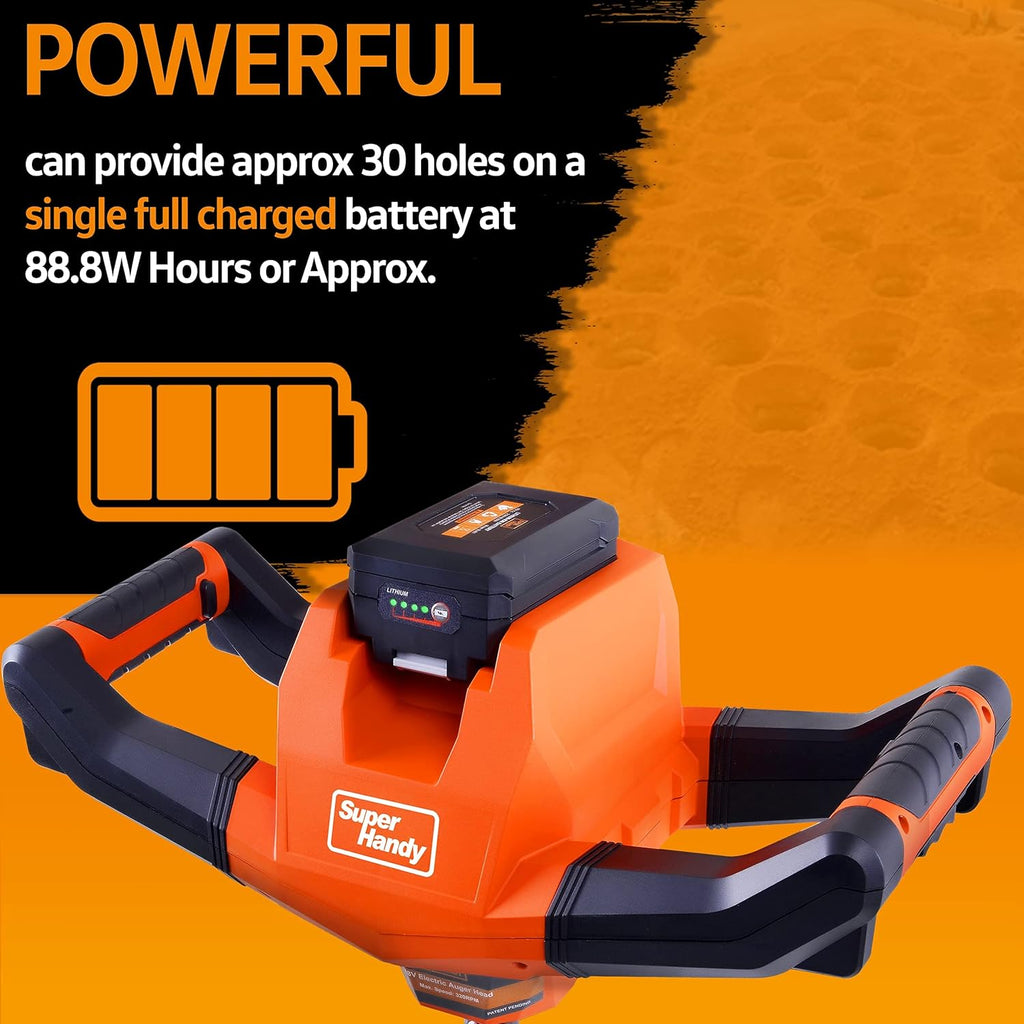 Earth Auger Power Head with Steel 6"x30" Bit Electric Cordless Lithium-Ion Battery I34424
