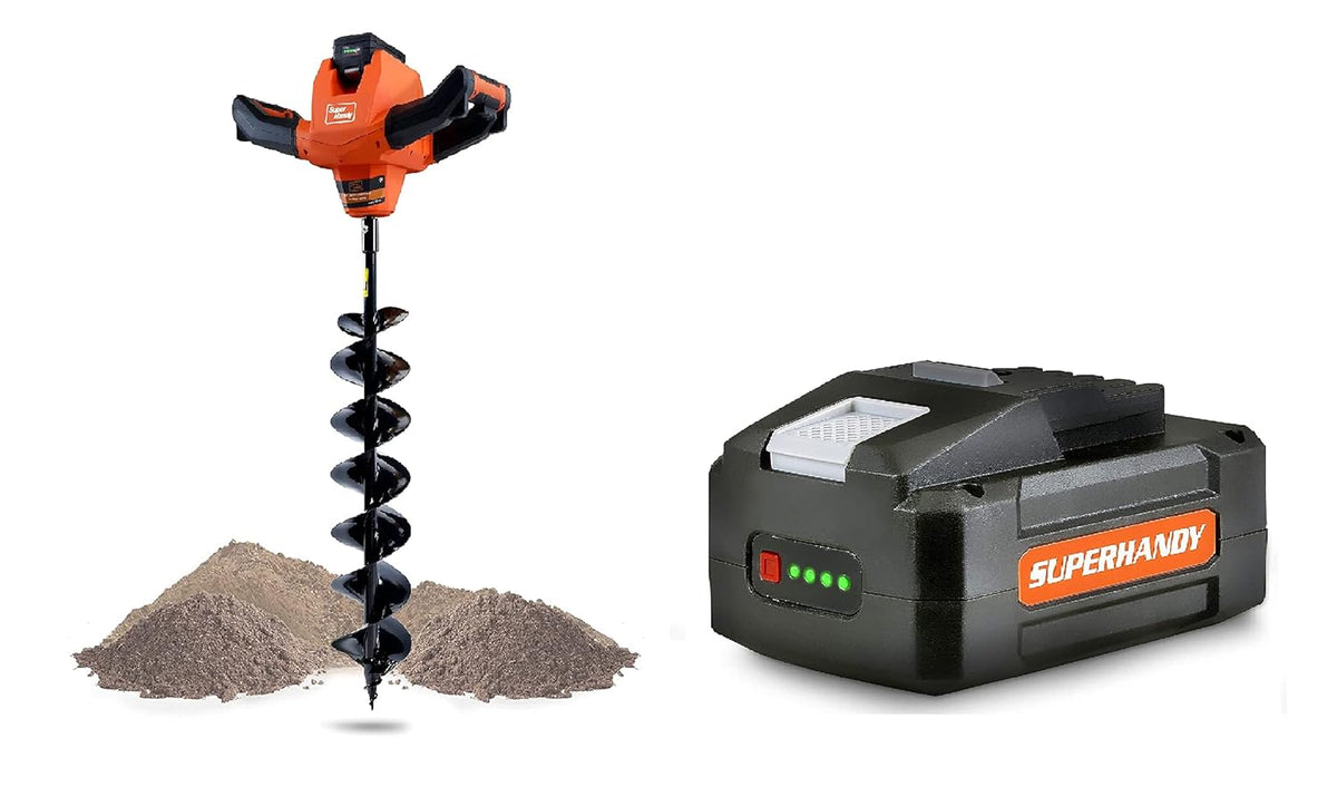 Earth Auger Power Head with Steel 6"x30" Bit Electric Cordless Lithium-Ion Battery I34424