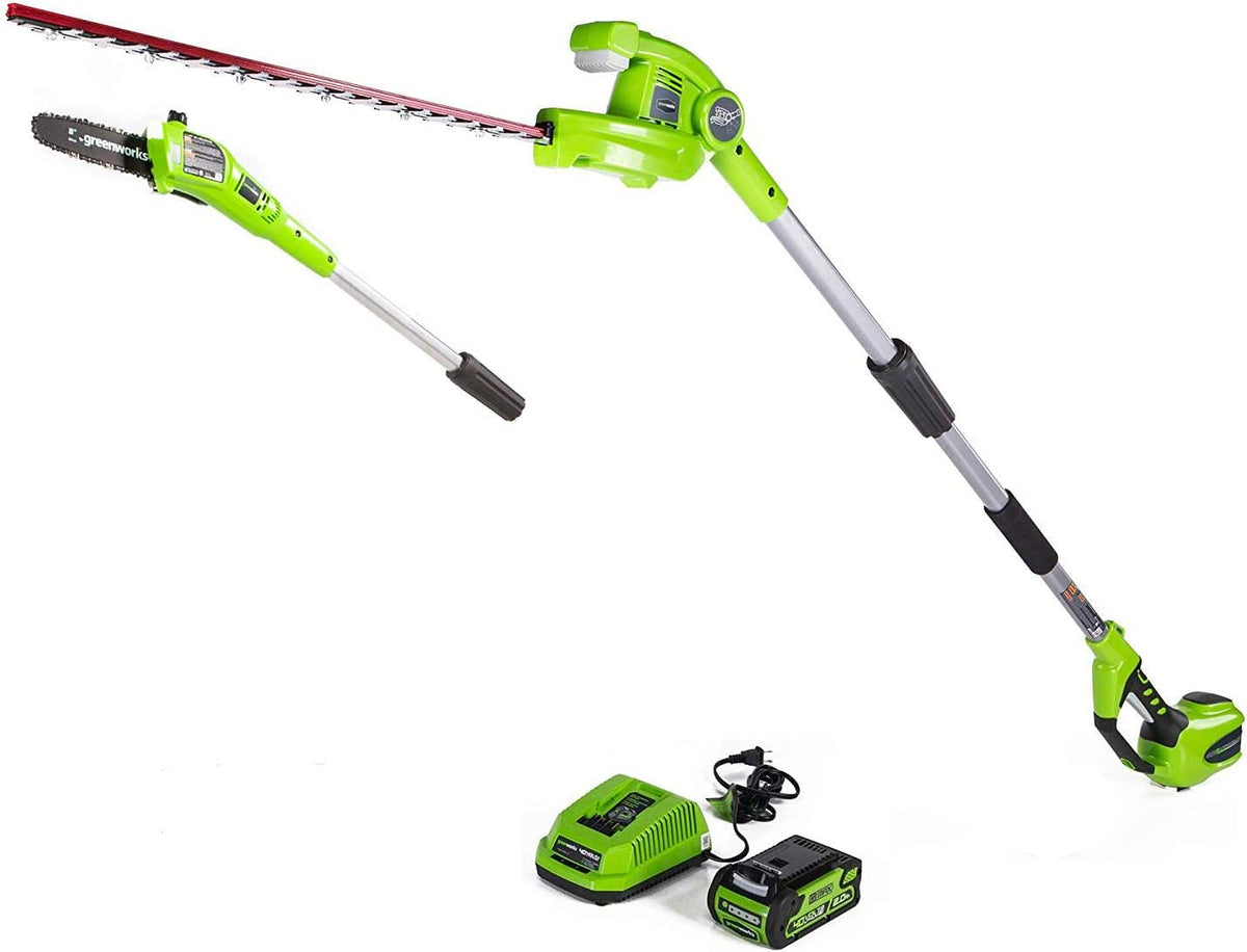 40V 8-inch Cordless Pole Saw with Hedge Trimmer Attachment 2.0Ah Battery and Charger D451292
