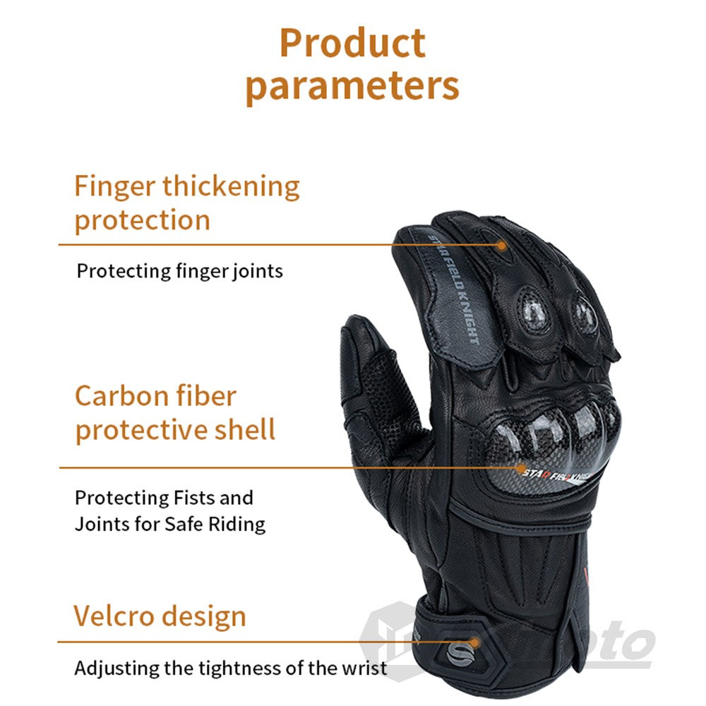Vintage Leather Two-Finger Touchscreen Motorcycle Gloves I3428