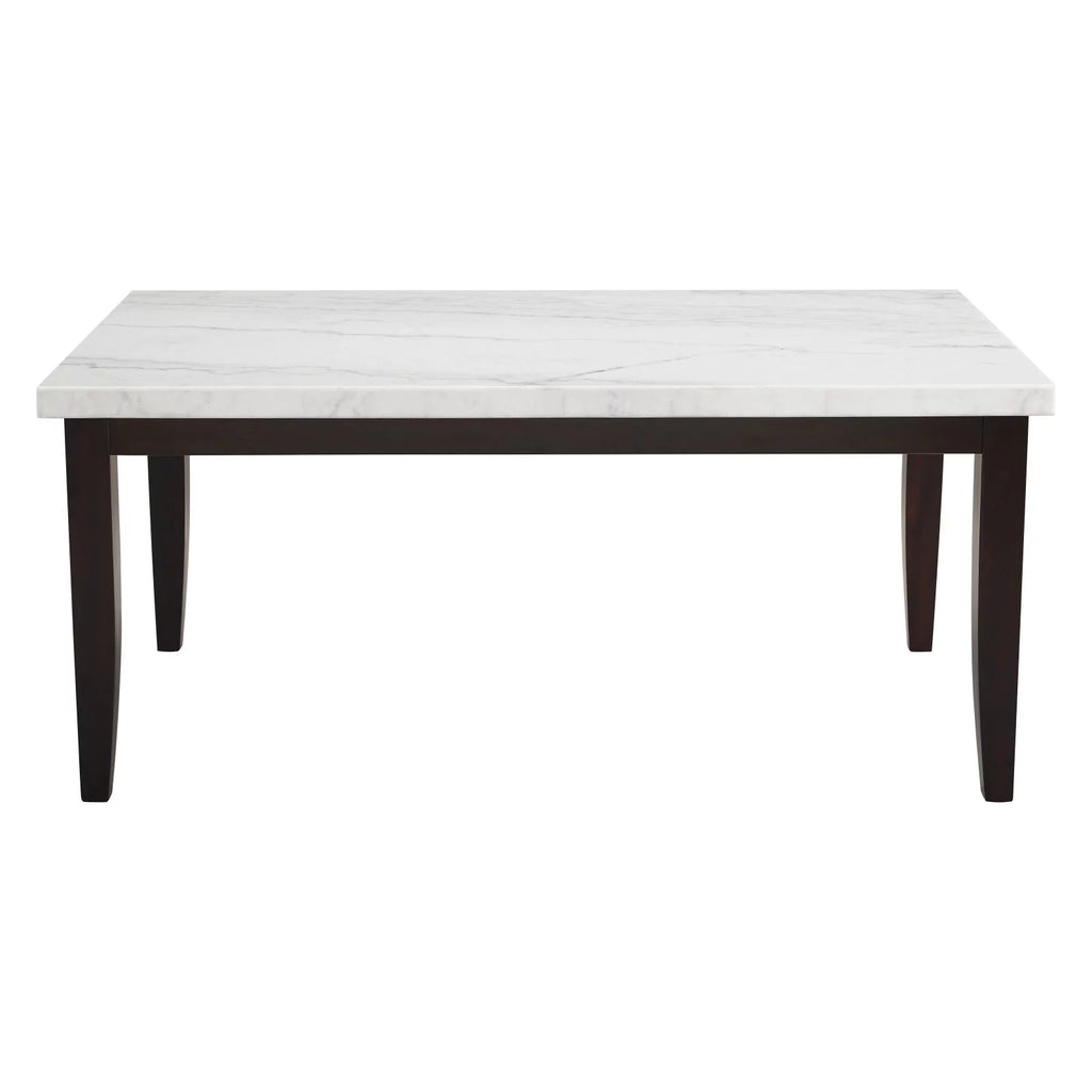 Rectangular Dark Cherry and White Marble Top Dining Table Z508