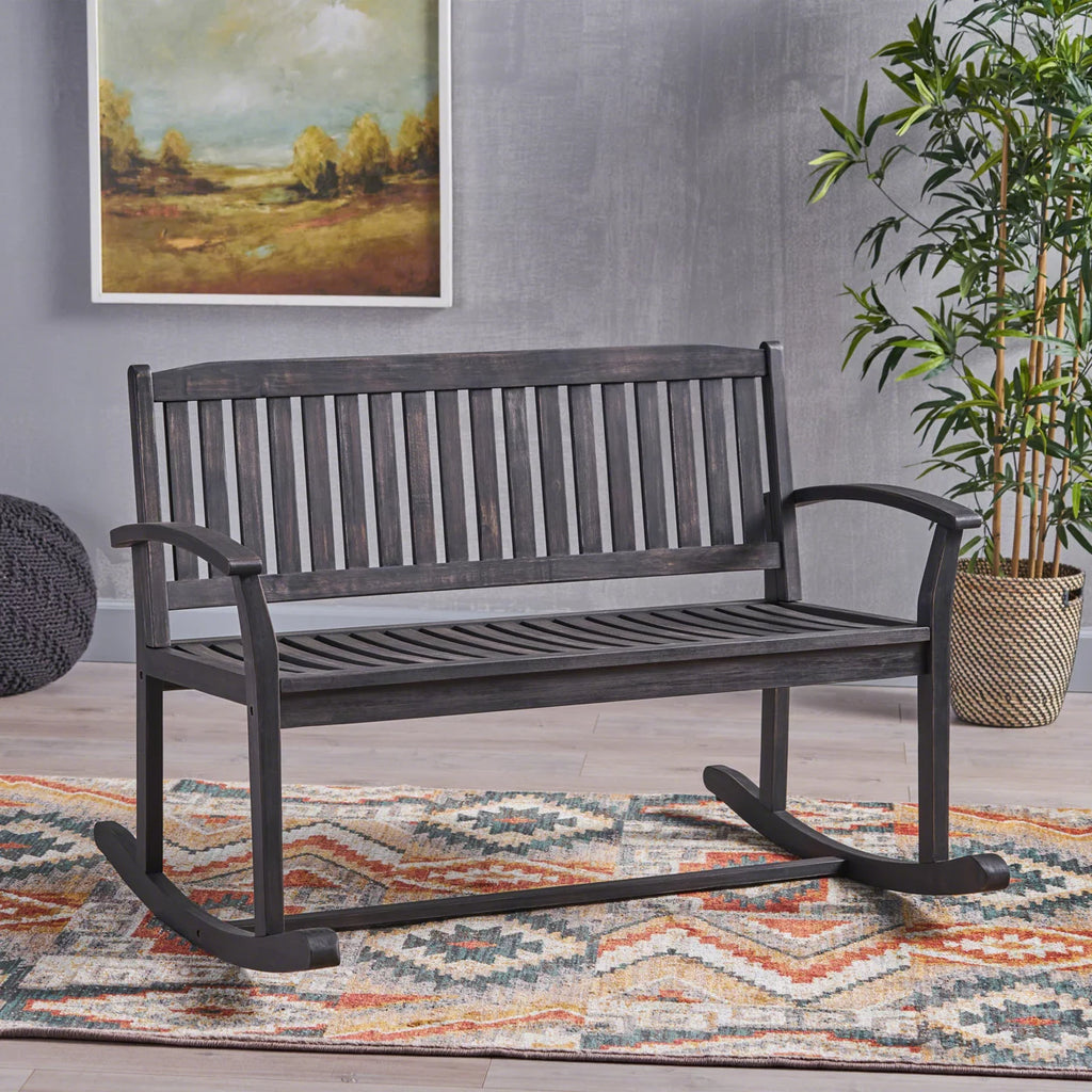 Acacia Wood Rocking Loveseat L5972