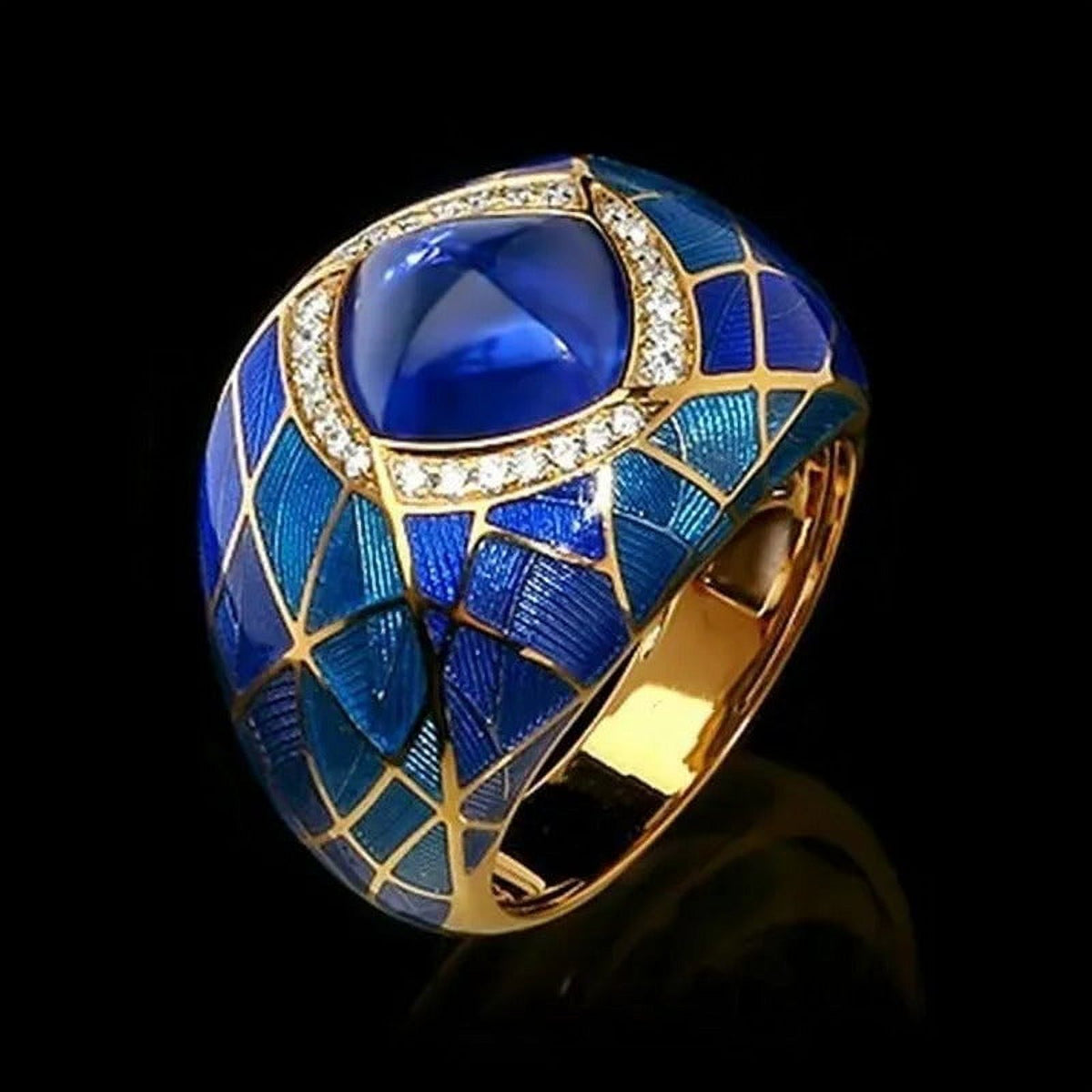 925 Sterling Silver Sapphire Ruby Diamond Ring H755