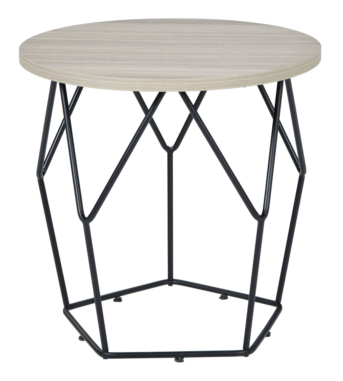 Light Brown Black Round End Table G9179