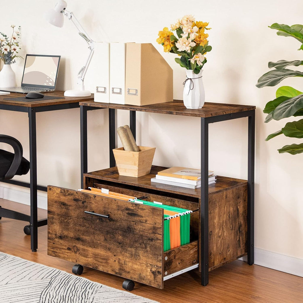 Rustic Brown Lateral File Cabinet with Storage Shelves G498510