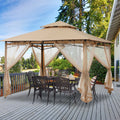 11'x11' Khaki Patio Gazebo with Mosquito Netting R82369