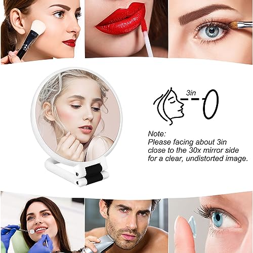 30x Magnifying Black Hand Mirror W7586