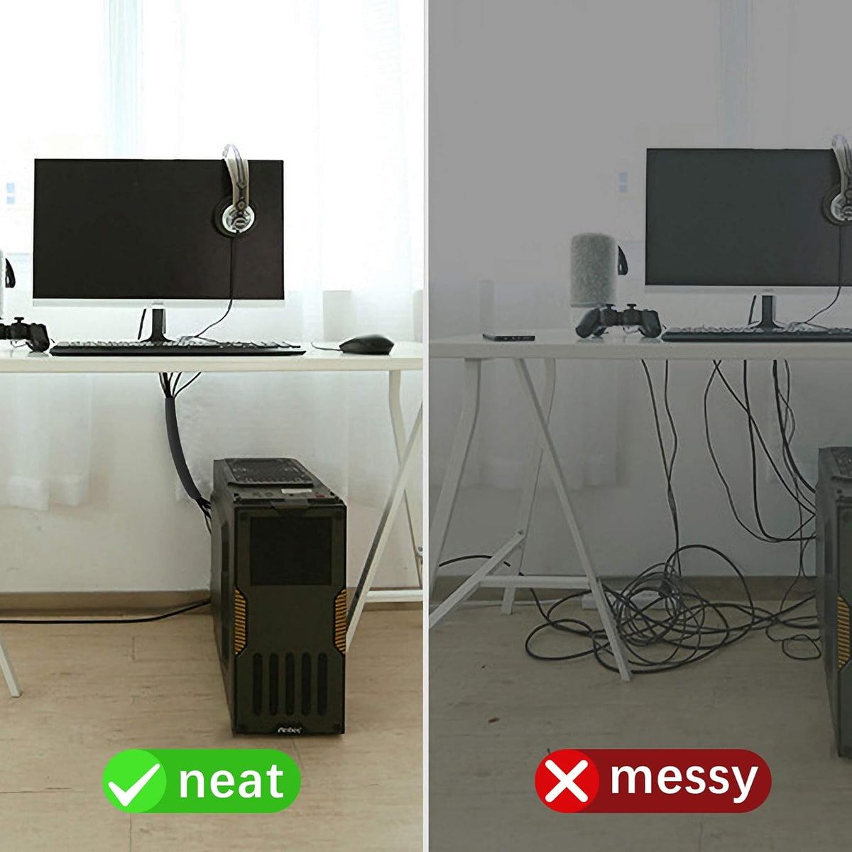 4 Packs Black Cable Management Sleeve N9180
