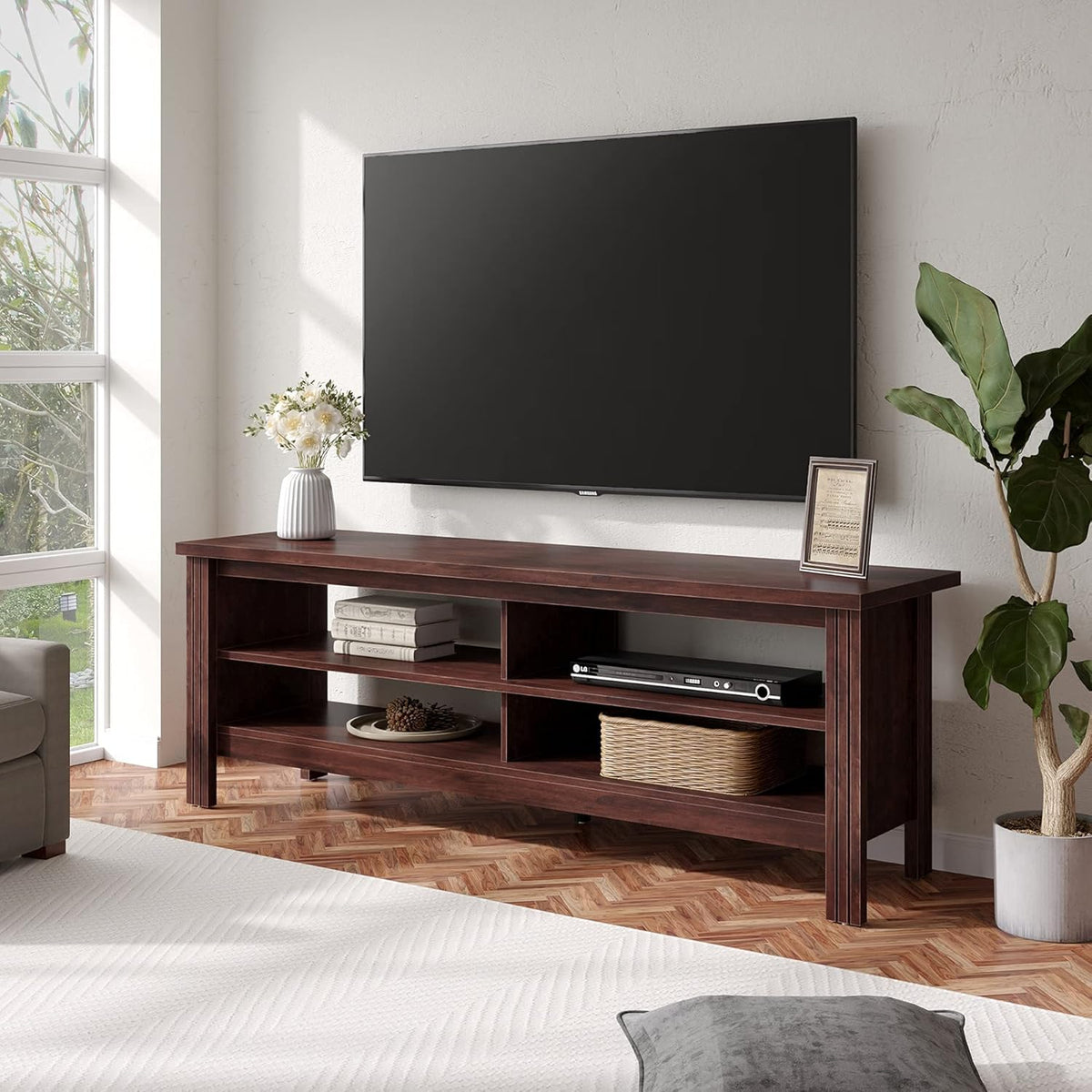 Black 70'' Electric Fireplace TV Stand with Storage B4326