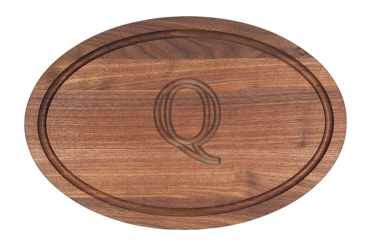 Oval Walnut Wood Carving Board with Juice Well S3992