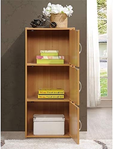 3 Shelf 3 Door Bookcase in Beech W471