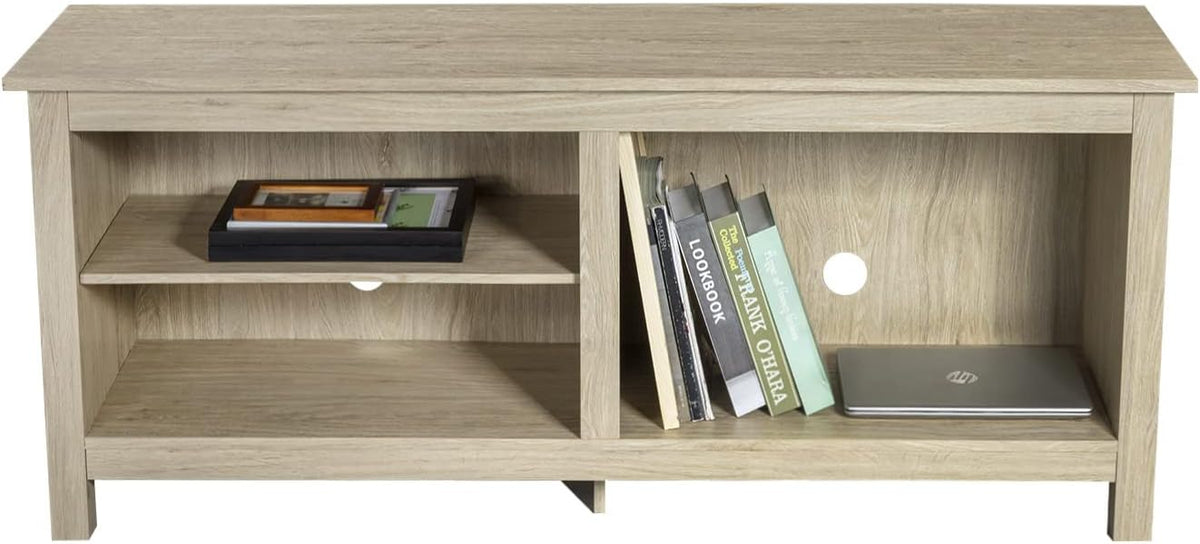 58 Modern TV Stand with 4 Open Storage Cabinets, Oak H726348