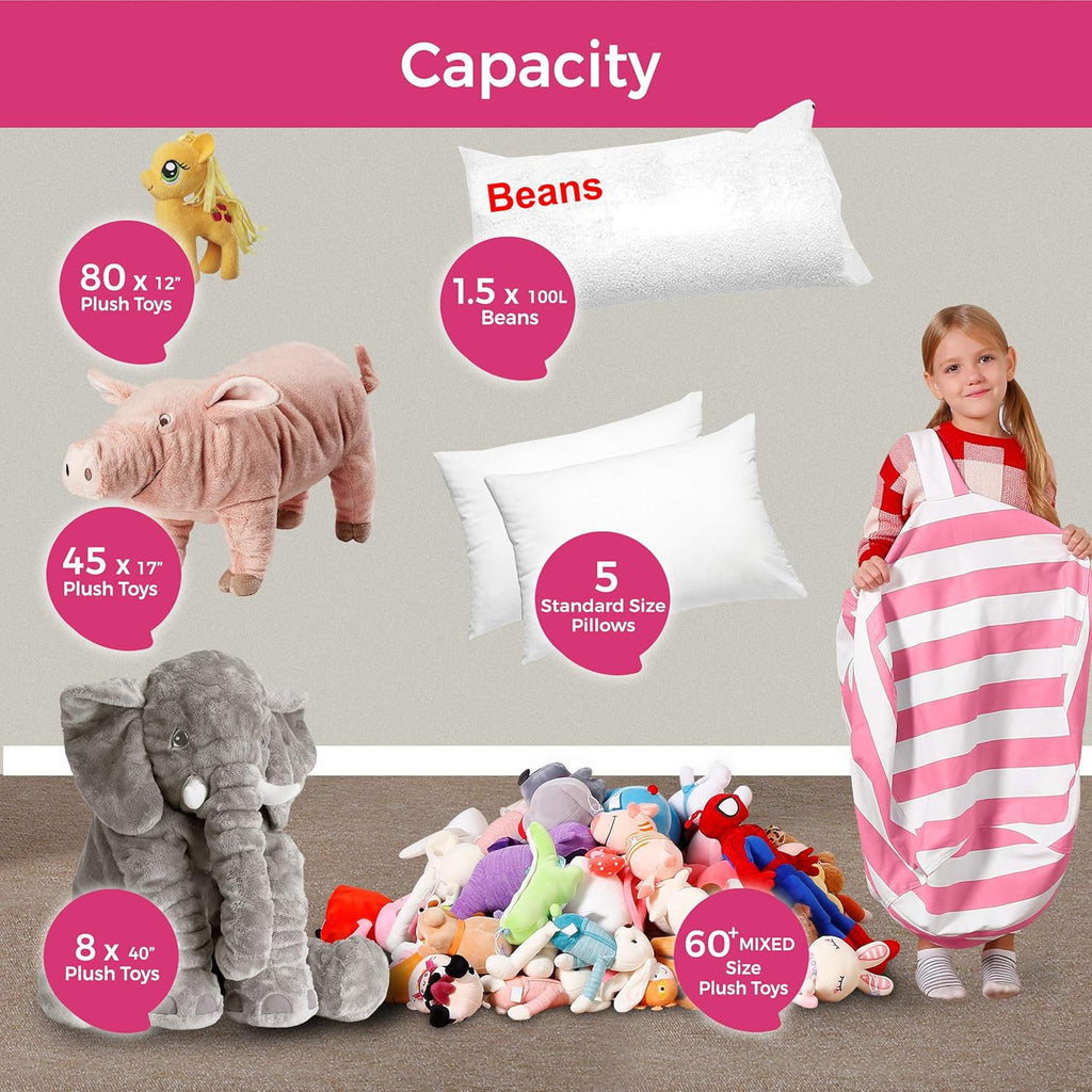 Medium Canvas Stripes Pink/White Beanbag Cover H1350