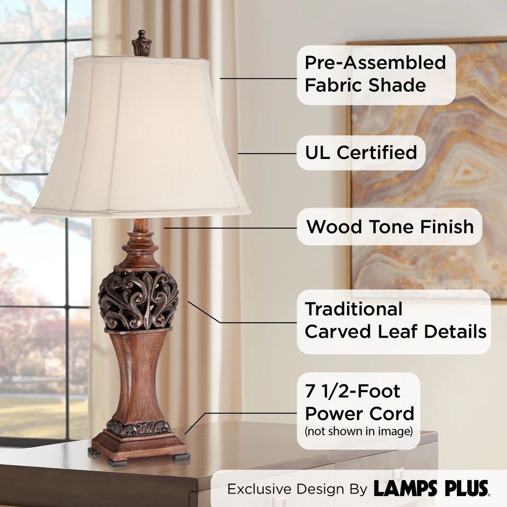Set of 2 Bronze Cream Table Lamps G7976