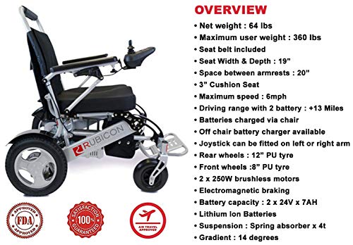 Electric Wheelchair, All Terrain, Powerful Brushless 600W Motors, Heavy Duty, Foldable N8786