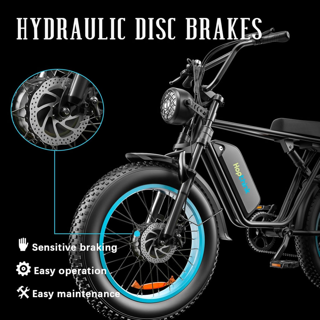 Blue 20" Fat Tire Dual Motor Electric Bike with Full Suspension & Hydraulic Disc Brake B3580