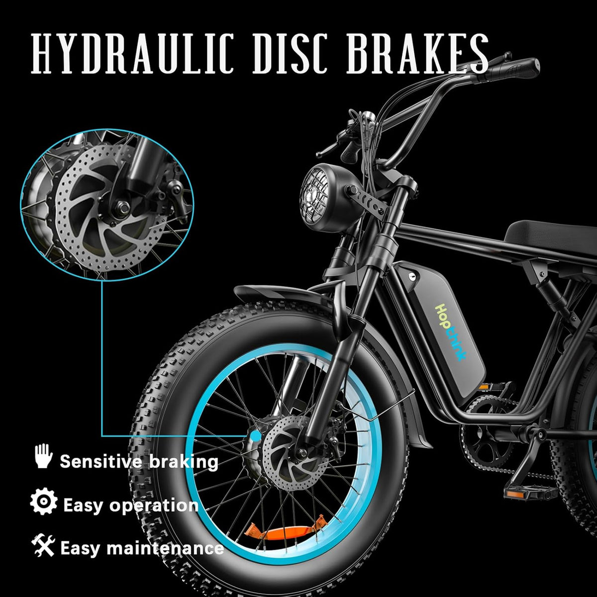 Blue 20" Fat Tire Dual Motor Electric Bike with Full Suspension & Hydraulic Disc Brake B3580