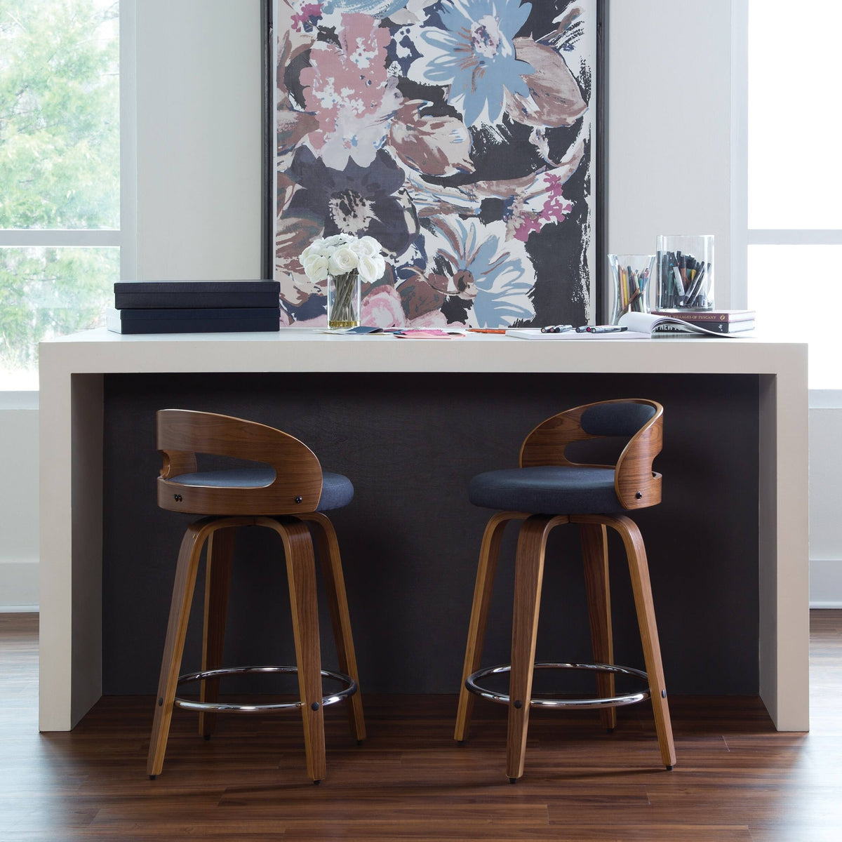 Beige Bentwood Swivel Stool P791744