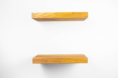 Solid Wood Floating Shelves, Set of 2, Honey Oak P252