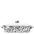 10.5 qt. Black Swirl Enamelware Roasting Pan with Lid H6789