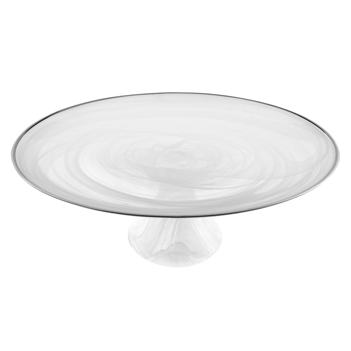 Optical Glass White Silver Footed Cakestand B706486