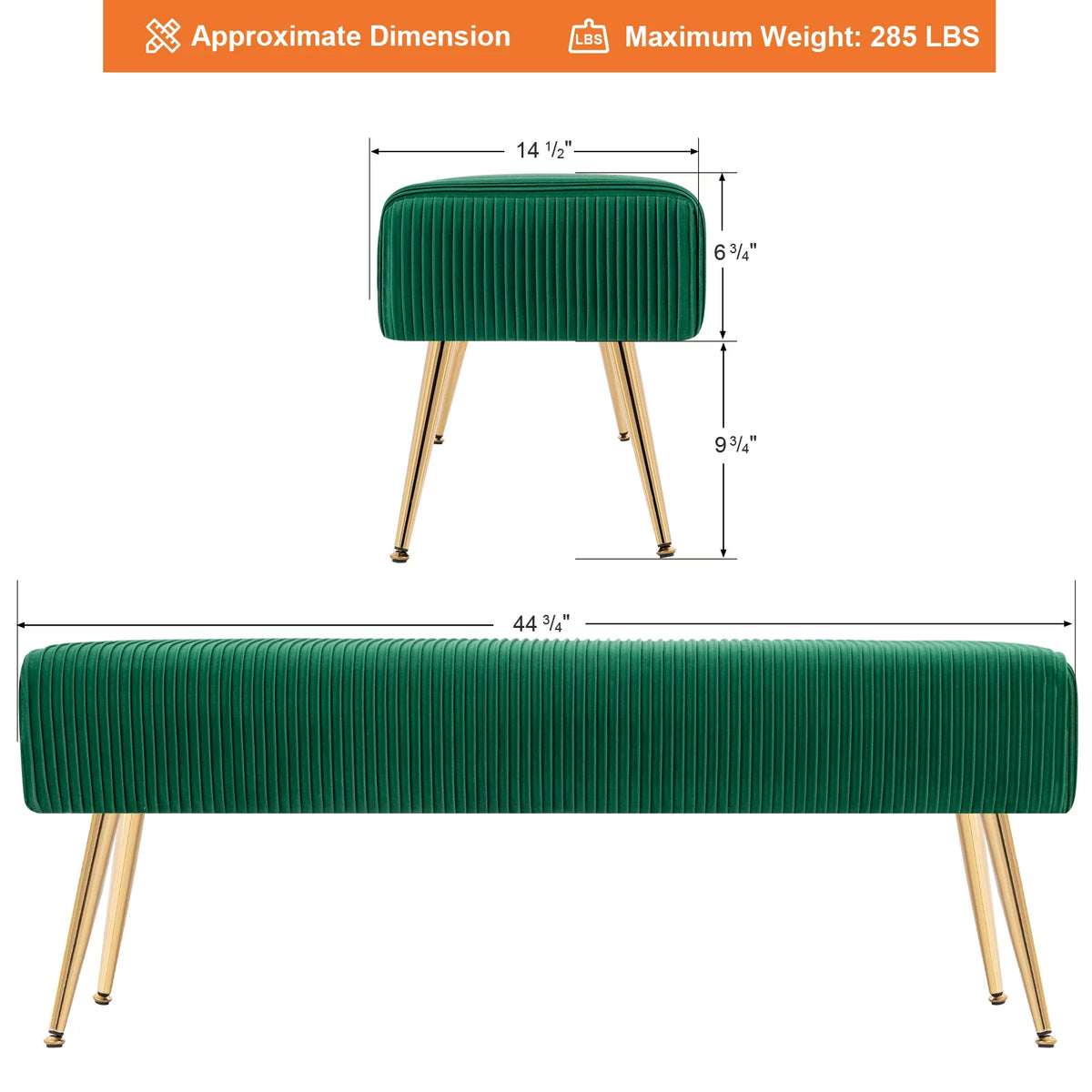 Velvet Upholstered Tufted Ottoman Bench N16393