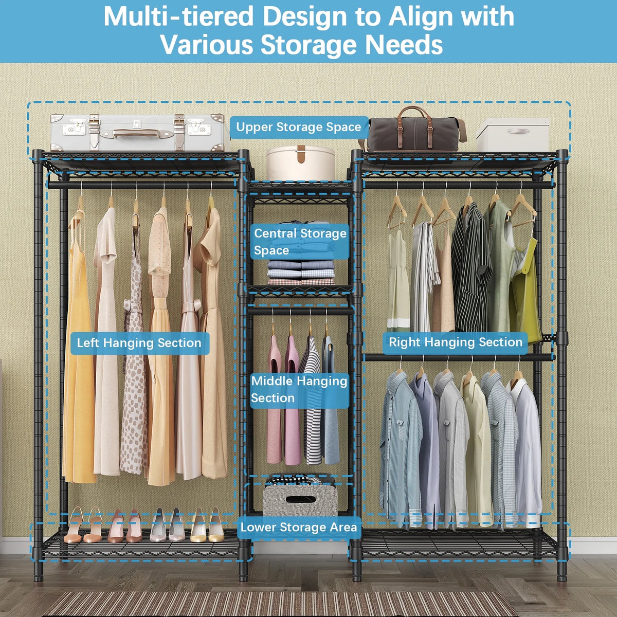 Black Freestanding Wire Garment Rack M491078