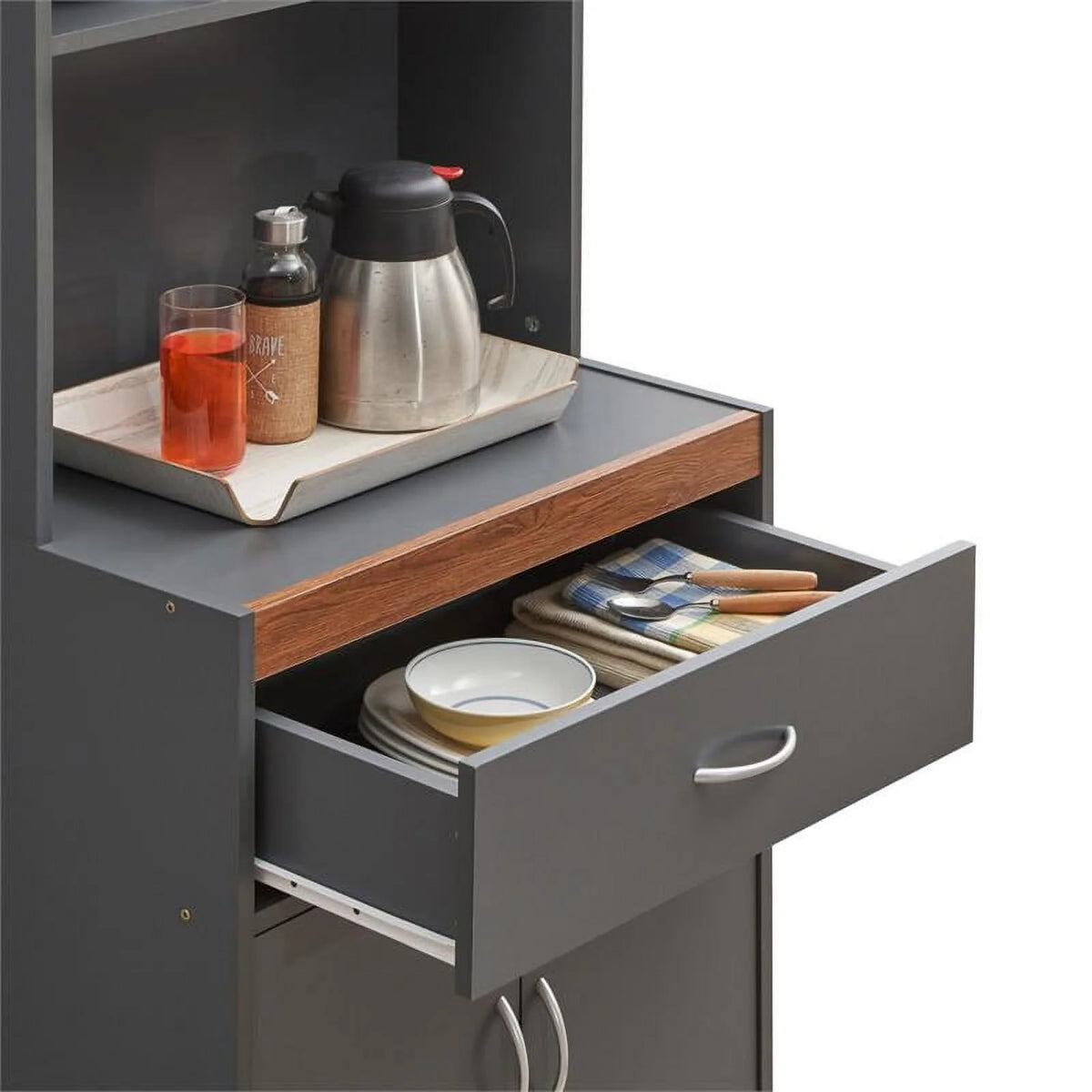 54" 2-Door 1-Drawer Wooden Kitchen Cabinet J660