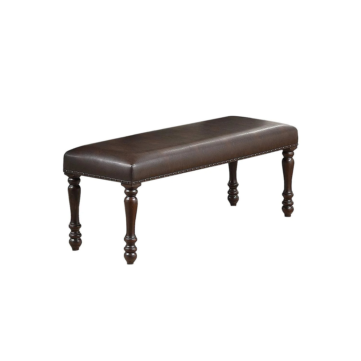 Cherry Finish Faux Leather Bench G2463