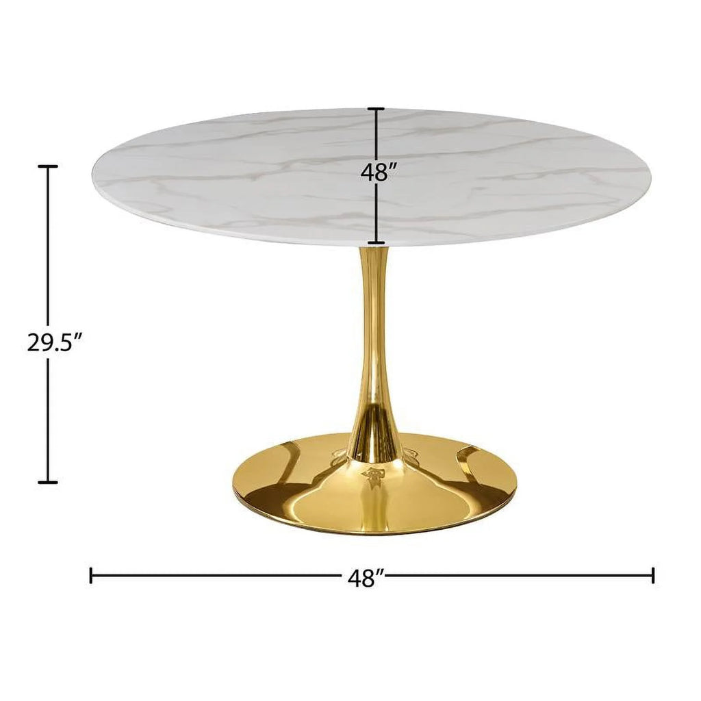 Gold Base Faux Marble Top Dining Table G330