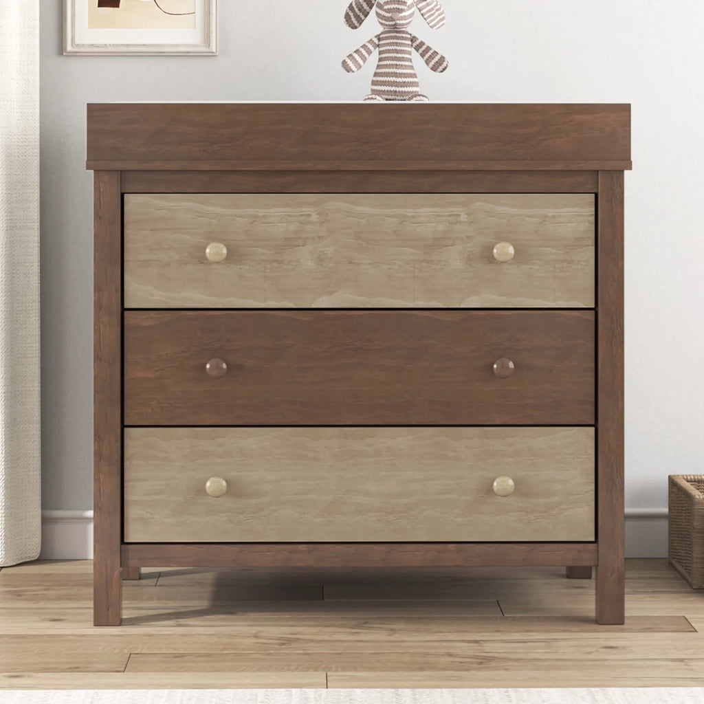 3 Drawer Dresser with Changing Tray in Brown G49577