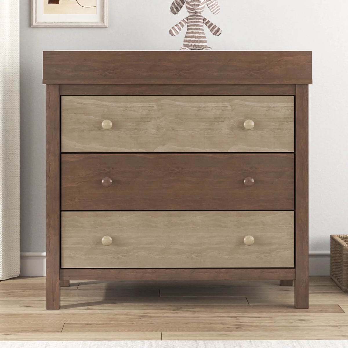 3 Drawer Dresser with Changing Tray in Brown G49577