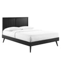 King Wood Platform Bed with Splayed Legs in Black H87439