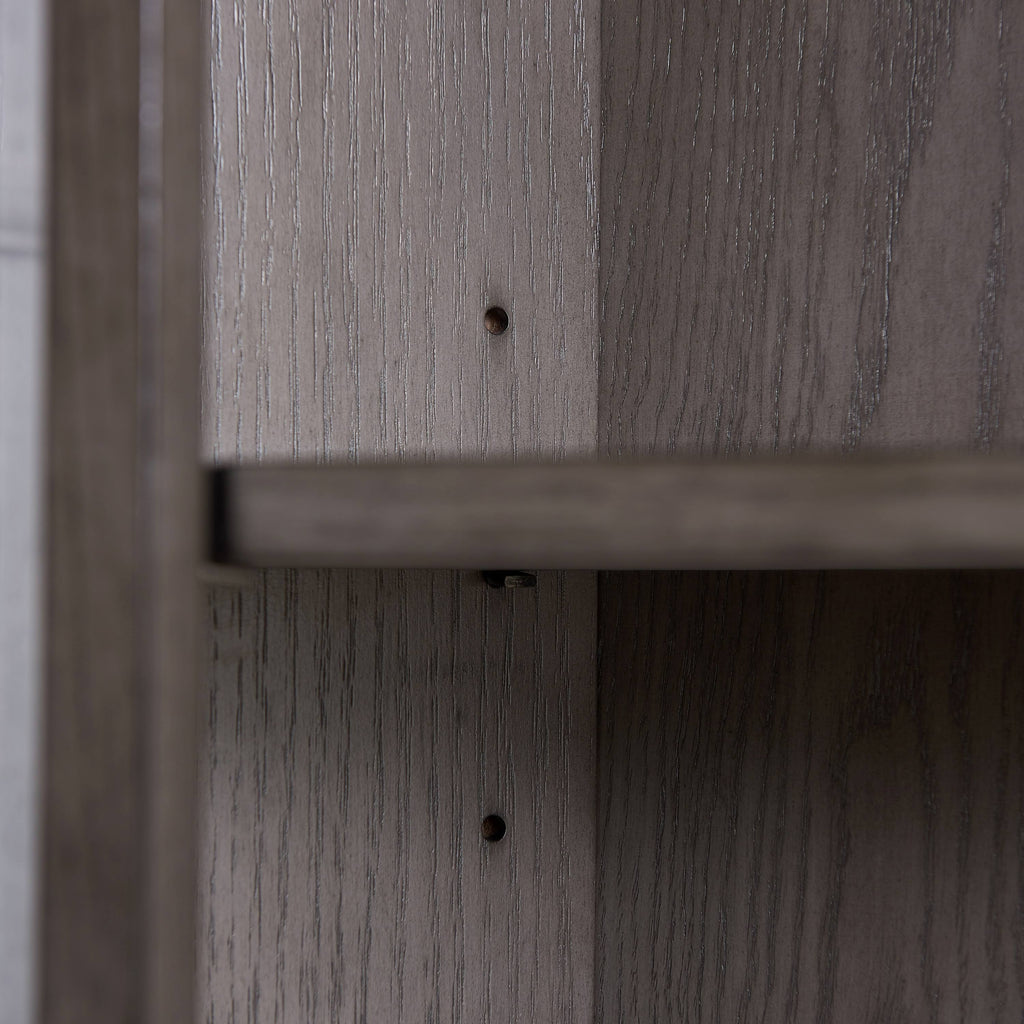 Weathered White 3-Shelf Corner Bookcase with Drawer Storage F85873