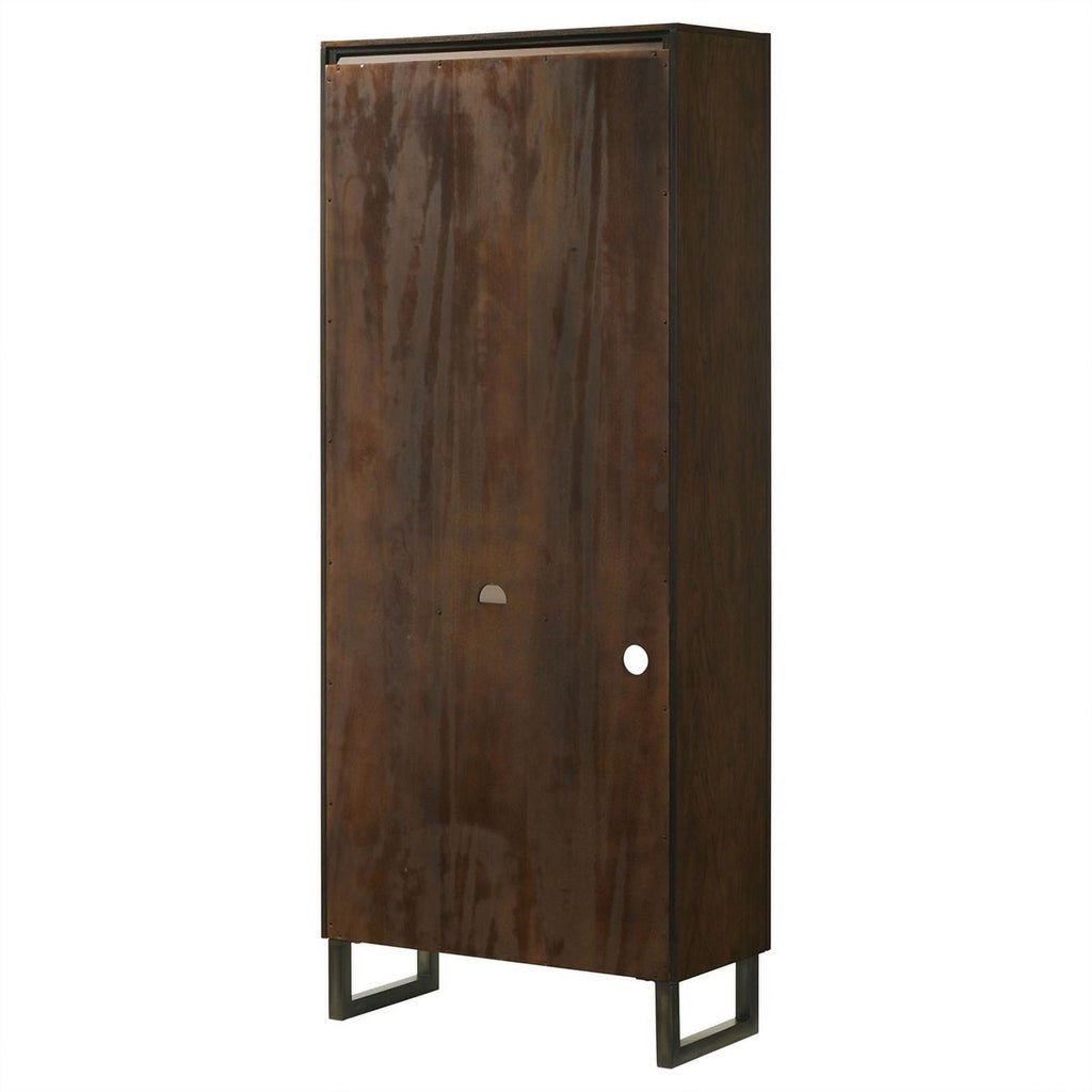 4-shelf Wood Bookcase Dark Walnut and Gunmetal Q927848
