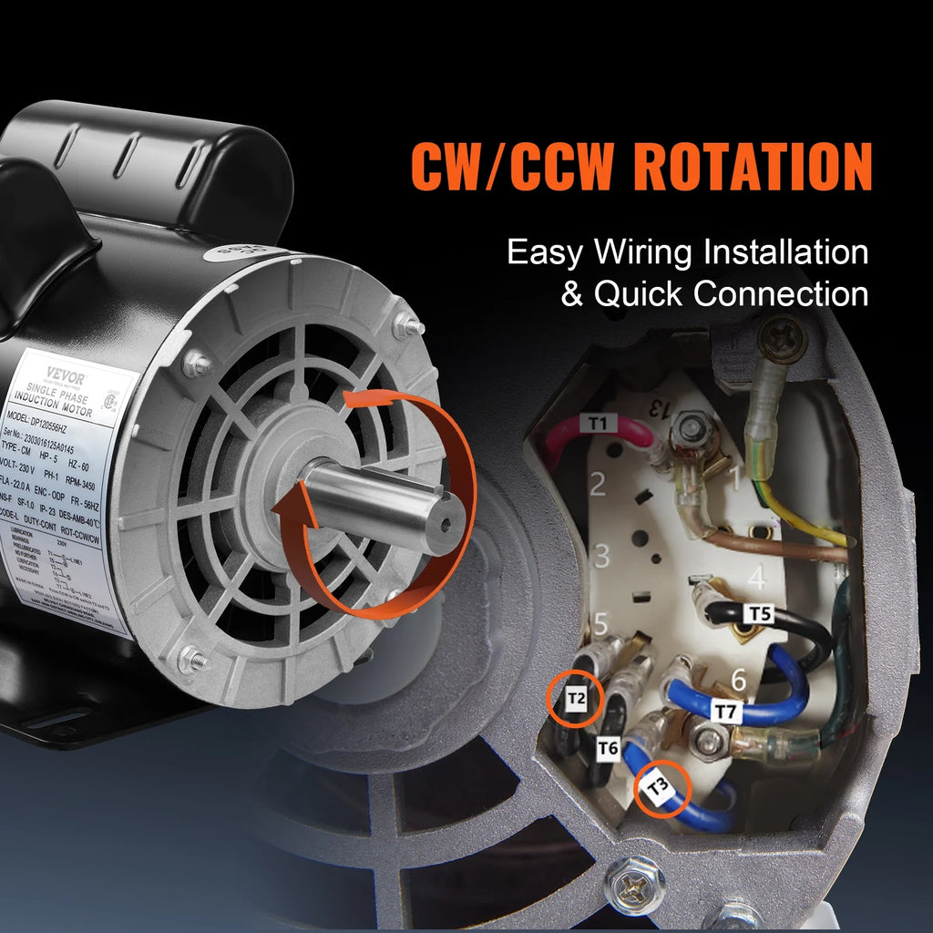 5HP 230V 22 Amps 3450RPM Air Compressor Electric Motor U901