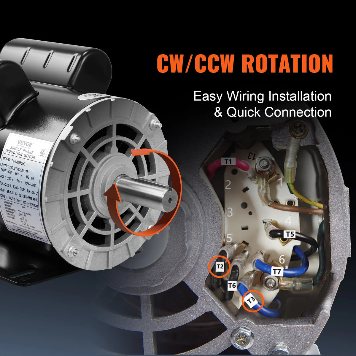 5HP 230V 22 Amps 3450RPM Air Compressor Electric Motor U901
