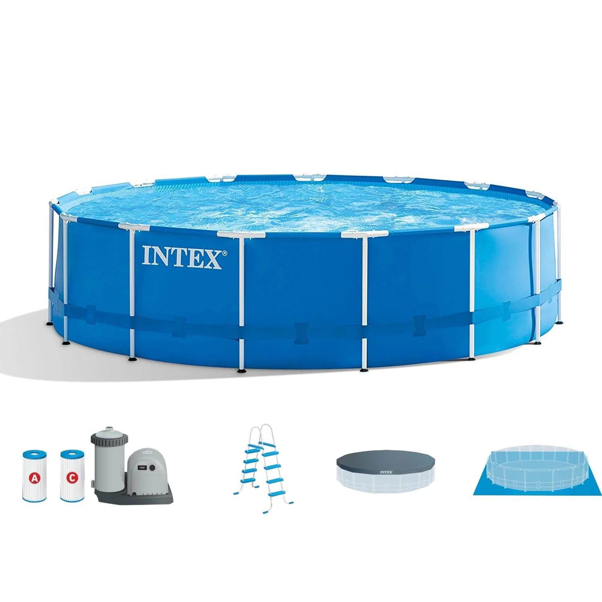 18ft x 48in Metal Frame Swimming Pool Set with Pump & Filter B393465