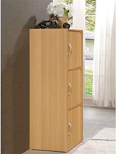 3 Shelf 3 Door Bookcase in Beech W471