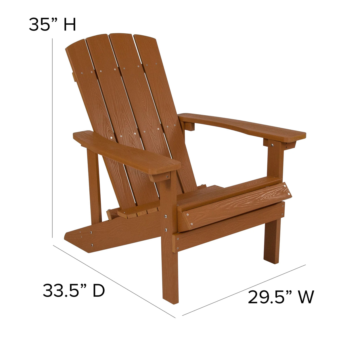 Set of 4 Outdoor Teak Poly Resin Adirondack Chairs B3680
