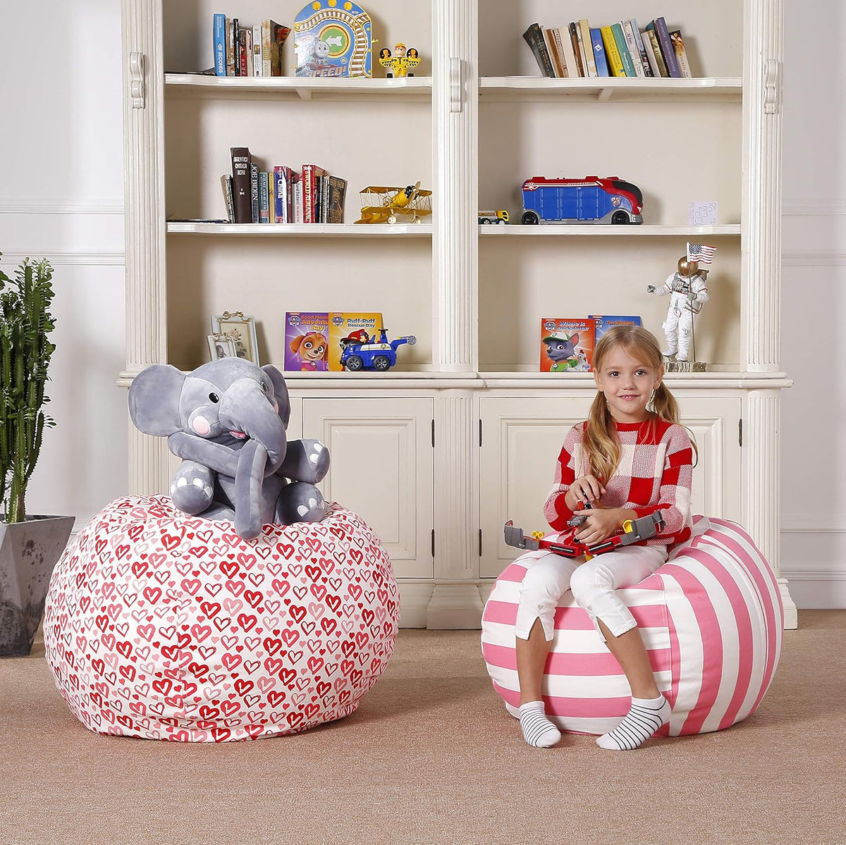 Medium Canvas Stripes Pink/White Beanbag Cover H1350