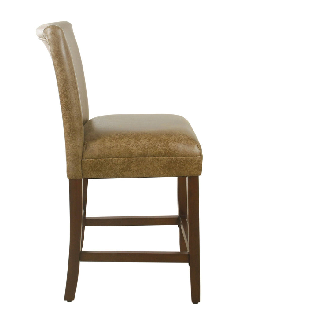 Distressed Brown Faux Leather Barstool K727