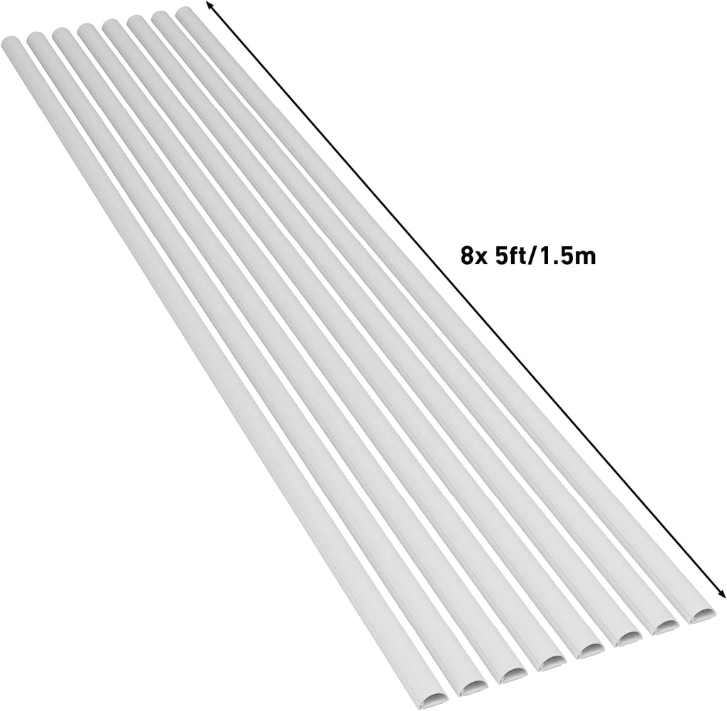 White Cord Cover Kit, Half Round Cable Raceway, Self-Adhesive Cord Hider, 40' Pack of 2 Z99814